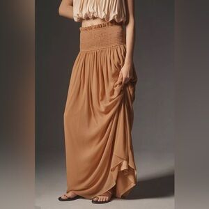 NWT By Anthropologie Smocked Sheer Maxi Skirt